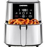 Chefman TurboFry® Touch Air Fryer, XL 8-Qt Family Size, One-Touch Digital Control Presets, French Fries, Chicken, Meat, Fish, Nonstick Dishwasher-Safe Parts, Automatic Shutoff, Stainless Steel