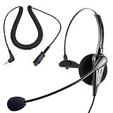 2.5mm Phone Headset - Economic Monaural Noise Cancel Mic Headset Compatible with Plantronics QD for Call Center, Telemarketing