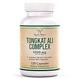 Tongkat Ali Extract 200 to 1 for Men (Longjack) Eurycoma Longifolia, 1020mg per Serving, 120 Capsules - Men's Health Support with 20mg Tribulus Terrestris (Third Party Tested) by Double Wood