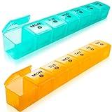 2-Pack Large Weekly Pill Organizer,7 Day Pill Cases Organizers Once A Day,Am Pm Pill Container 14 Compartment,Daily Vitamin Pill Box Dispenser 1 Week,Medication Aid Organizer Box for Supplement