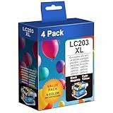 LC203XL Ink Cartridges Compatible for Brother LC203 LC201 High Yield to Use with MFC-J880DW MFC-J480DW MFC-J460DW MFC-J4420DW MFC-J485DW MFC-J885DW (Black, Cyan, Magenta, Yellow, 4 Pack)