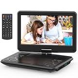 SQQBZZ 12.5” Portable DVD Player with 10.5” Large HD Screen, 4-6 Hours Rechargeable Battery, Dual Speakers, Region Free, Remote Control, Support Multiple Disc Formats Sync TV, USB/SD, Black