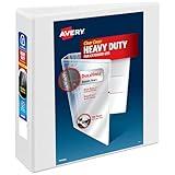 Avery Heavy-Duty View 3 Ring Binder, 3 Inch One Touch EZD Rings, 670-Sheet Capacity, 3.5 Inch Wide Spine, Customizable Clear Cover and Spine, 1 White Binder (79193)