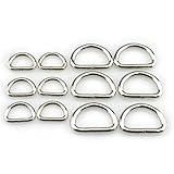 HAO PRO Extra Thick Welded Strong 2 Size D Shape Rings D Ring Metal Heavy Duty Silver 0.62 1 Inside Width 12 Pack for Dog Collars Harnesses Fabric Paracord DIY Strap Webbing Craft Smooth Rust Proof