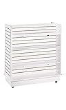SSWBasics White Slatwall Gondola Unit - 6 Shelves - Rolling Unit - Sturdy Display - Retail Perfect