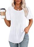 Womens Short Sleeve Tops White Blouses Business Casual Plus Size T Shirts Spring Summer Beach Vacation Clothes for Women 3XL