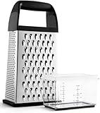Urbanstrive Cheese Grater With Container Box Grater Stainless Steel Graters for Kitchen Cheese Shredder Parmesan Shredder Kitchen Gadgets Kitchen Tools Kitchen Gifts for Chef Dishwasher Safe Zester