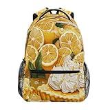 Fun Backpack for Teens Boys Girls Fashion Laptop Bookbag with Chest Strap Gift Men & Women Lemon Tart Art Deco Style