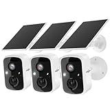 Hiseeu Solar Camera Security Outdoor, 3 Pack 100% Wireless 3K 4MP Surveillance Indoor WiFi Smart Cameras for Home Security Outside, PIR/AI Motion Detection, Waterproof, Color Night Vision, 2-Way Audio