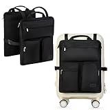 Over Luggage Organizer for Carry On Bag or Suitcase with Storage Pockets, 16” Laptop Sleeve with Handle, Travel Accessories Bag, Slide On Luggage Harness with Adjustable Straps (Black)