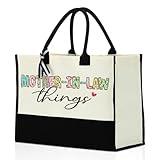 Mother in Law Gifts Mother in Law Birthday Gifts Tote Bag for Women Floral Reusable Grocery Bags Mom of The Bride Gift for Women Mom Waterproof Canvas Tote Bag for Shopping Vacation Christmas