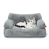 MEWOOFUN Cat Bed for Indoor Cats, Washable Dog Beds for Small Dogs & Cats with Removable Cover, Fluffy Cat Couch with Non-Slip Bottom (Grey, 26.0" L X 19.0" W X 13.0" Th)