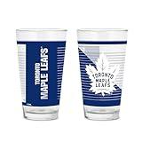 Rico Industries NHL Hockey Toronto Maple Leafs 16 oz Pint Glasses with Digitally Printed Logo, Set of 2 Classic Drinking Glasses, for Fans, Dishwasher Safe