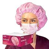 500 Pcs Tronex Pink Disposable 3 PLY SMS Heavy Duty Bouffant Hair Net Medical Surgical Caps Bakery Protective Head Hair Cover 24” Nurse Hairnets