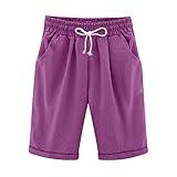 Prime The Day Deals Today 2025 Clearance Womens Bermuda Shorts Elastic Waist Womens Shorts Long 10 Inch for Women Summer Bermuda for Women for Plus Size with Pockets Purple 4X-Large