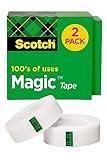 Scotch Magic Tape, Invisible, Home Office Supplies and Back to School Supplies for College and Classrooms, 2 Rolls