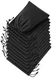 DR Black Cotton Drawstring Bags with Double String, For Pantry Gifts Kitchen Wardrobe (6 x 8 inch - 12 pack)