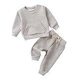 Yanmucy 2PCS Toddler Baby Boy Fall Winter Outfit Cotton Casual Pullover Sweatshirt Tops and Pants Set Spring Sweatsuit