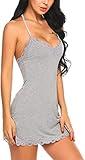 Avidlove Women's Lingerie for Women Sexy Chemise Nightgown Sleepwear Lounge Dress Sexy Nightie Babydoll Lace Babydoll (Light Grey, L)