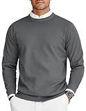 COOFANDY Sweaters for Men Business Casual Fitted Sweater Crewneck Knit Sweater Pullover Dark Gray