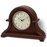 Presentime & Co. Mantel Clock Vintage Farmhouse Series, Napoleon Desk & Shelf Clock, 13 x 10 inch, Domed Lens, Quartz Movement, ABS Plastic Case, Walnut Brown Finish (Home/Tabletop Decoration)