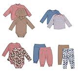 Hanes Wardrobe, Flexy Soft 4-Way Stretch Knit and Fleece Gift Set, Babies and Toddlers, Tan/Pink/Blue, 0-6 Months