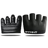 RYMNT Minimal Workout Gloves,Short Micro Weight Lifting Gloves Grip Pads with Full Palm Protection & Extra Grip for Men Women Weightlifting,Gym,Cross Training,Powerlifting,WODs.Black-Small