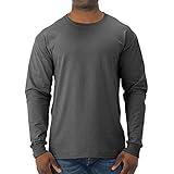 Jerzees Men's Dri-Power Cotton Blend Long Sleeve Tees, Moisture Wicking, Odor Protection, UPF 30+, Sizes S-3X, Black Heather, Large