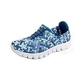 Zee Alexis Women's Danielle Breathable Lightweight Flexible Casual Comfortable Woven Sneakers | Slip-On Design, Blue Multi, 8.5