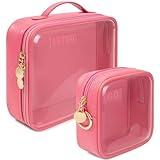 Valentines Day Gifts for Teen Girls- TSA Approved Toiletry Bag with Handle Large Opening, Clear Toiletry Bags for Traveling Travel Essentials Pink Car Accessories for Girls(Large+Mini Rose)