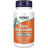 Now Supplements, Zinc Glycinate with 250 mg Pumpkin Seed Oil, Supports Prostate Health*, 120 Softgels