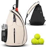 Ytonet Tennis Bag, Tennis Sling Backpack Crossbody Water Resistant for Men Women, Compatible for Pickleball Tennis Badminton Rackets