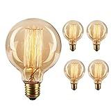 GOENDR Vintage Edison Bulb,Large Round Edison Antique Light Bulbs-G30/G95 120V - Dimmable Thread Filament Style Nostalgic Light Bulbs (4 Pack)