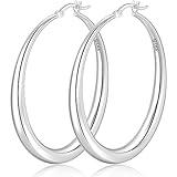 PABBEU S925 Sterling Silver Hoop Earrings Large Silver Hoop Earrings for Women Hypoallergenic Lightweight Big Thick Silver Hoop Earrings for Women 35/40/50/60/70mm