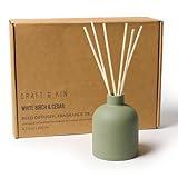 Craft & Kin Reed Diffuser Set - White Birch & Cedar, 6.7oz | Alcohol-Free, Essential Oils Reed Diffuser with Sticks, Scented Sticks Diffuser, Elegant Home Decor & Office Decor