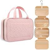 HOTOR Travel Toiletry Bag for Women with Hanging Hook - Portable Cosmetic Case, Toiletry Bag for Traveling Women, Waterproof Travel Essentials, Pink