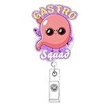 Funny Gastro Squad Gastroenterology GI Badge Reel Accessories with Alligator Clip Fun Nursing Student CNA RN Nurse Badge Holder Retractable for ID Card Medical Assistant Badge Clip