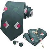 Men 1980s Vacation movie Costume Accessory Mens Christmas Tie Set Holiday Novelty Necktie and Pocket Square Party Dress up Graphic Necktie Cosplay