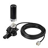 Bingfu Vehicle Ham Radio Mobile Radio Antenna VHF UHF 136-174MHz 400-470MHz Car Truck Amateur Radio Two Way Radio Low Profile Antenna with Lip Mount Fixed Bracket PL259 Male 5m 16.5 feet RG58 Cable