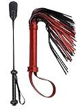 DERINODEM Horse Leather Crop 18" Horse Red Faux Whip 20" Horse Whips and Crops Equestrian Horse Whip