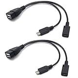 AuviPal 2-in-1 Micro USB to USB Adapter (OTG Cable + Power Cable) for Fire Stick, PlayStation Classic and More - 2 Pack