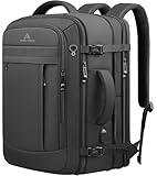 Travel Backpack, 50L Expandable Extra Large Laptop Backpack, Carry On Backpack Airline Approved Water Resistant Business Suitcase Daypack Bag Fits 17 Inch Laptops, Travel Gifts for Men Women, Black