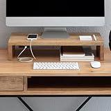 Anji Mountain Wooden Monitor Stand - Elegant Monitor Riser, Perfect Monitor Stand for Desk Organization, Durable Wood Construction monitor stands, Enhances Ergonomics and Workspace Efficiency,Natural