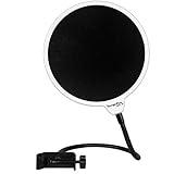 Dragonpad USA- 6" Microphone Studio Pop Filter with Clamp - WHT/BLK