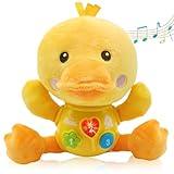 HAPTIME Baby Toys 6-12 Months, Infant Toys 0-6 Months Duck Stuffed Animal, Newborn Tummy Time Toy, Easter Basket Stuffers 1st Birthday Baby Boy for 0 3 6 9 12 18 Months Toddler Baby Shower