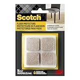 Scotch Felt Pads 16 PCS Beige, Felt Furniture Pads for Protecting Hardwood Floors, 1 x 1 in. Square, Easy-to-Apply, Self-Stick Design, Reliable Protection from Nicks, dents and Scratches (SP802-NA)