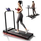 RHYTHM FUN Treadmill with Incline, Walking Pad Treadmill with Handle Bar, 300lbs Foldable Treadmill Incline with APP, Portable Folding Treadmills for Home/Office with Low Noise