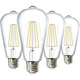 Sunco Dusk to Dawn LED Outdoor Lights Bulb, ST64 Edison Style Automatic Light Sensing Bulbs, 800 LM, 7W (60W Equivalent), 5000K Daylight, E26 Base UL 4 Pack