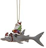 Cape Shore Santa Riding Hammerhead Shark Coastal Deep Sea Christmas Holiday Ornament