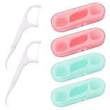 WLLHYF Dental Floss 4 PCS Travel Dental Floss Case Portable Case Refillable Dental Floss Picks Organizer 40 Picks Professional Toothpicks Sticks for Family Hotel Travel Women Men Teeth Cleaning